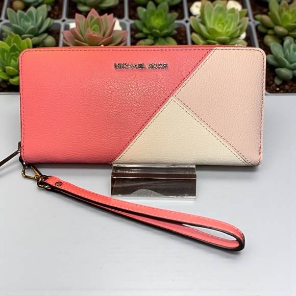 Michael Kors Jet Set Travel Colorblock Leather Wallet Wristlet - Picture 1 of 6